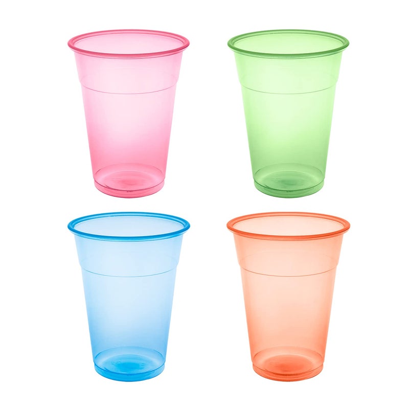 Party Essentials Soft Plastic 12-Ounce Party Cups/ Tumblers, Assorted Neon, 80-Count - Image 1